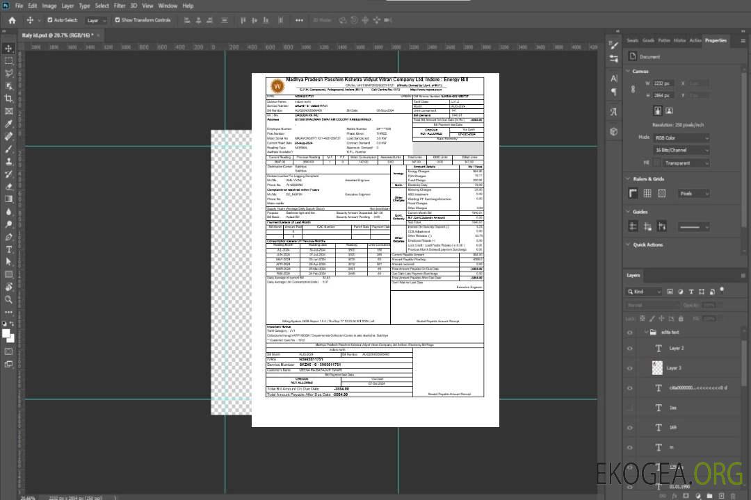 Modèle Word et PDF de facture de services publics pour les entreprises INDE MPWZ template